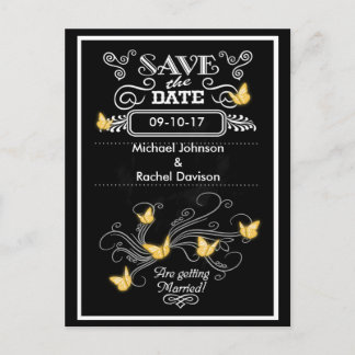 Faire-part Enregistrer la date Carte Postale Gold Butterflies