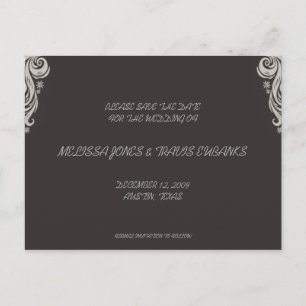 Faire-part Enregistrer la date Carte postale - Gris/Noir fleu
