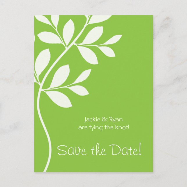 Faire-part Enregistrer la date Carte postale Lime Green Leaf  (Devant)