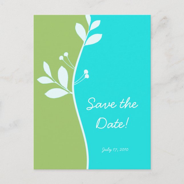 Faire-part Enregistrer la date Carte Postale Lime Green Leaf  (Devant)