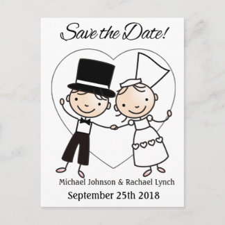 Faire-part Enregistrer la date Carte postale mignonne Cartoon