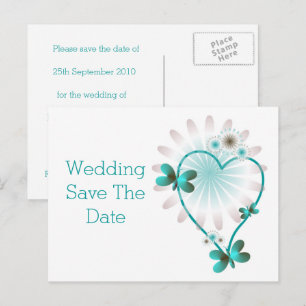 Faire-part Enregistrer La Date Carte Postale Mint Coeur Et Pa