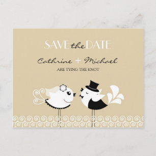 Faire-part Enregistrer La Date Carte Postale Oiseaux Mariages