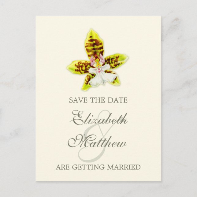 Faire-part Enregistrer la date Carte postale orchidée peinte (Devant)