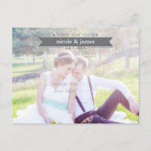 Faire-part ENREGISTRER LA DATE Carte Postale Photo Typographi