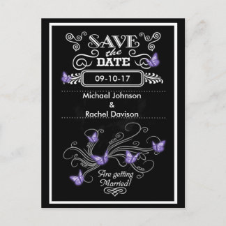 Faire-part Enregistrer la date Carte Postale Purple Butterfli