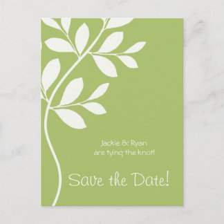 Faire-part Enregistrer la date Carte postale Sage Green Leaf 
