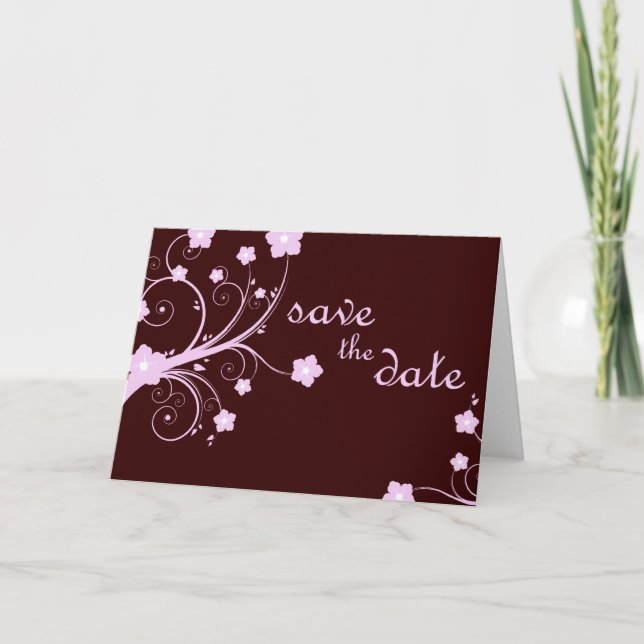 Faire-part enregistrer la date : fleurs roses : (Devant)