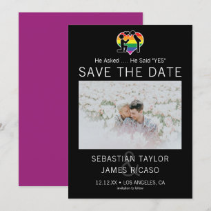Faire-part Enregistrer La Date Gay Il A Dit Oui Photo Personn