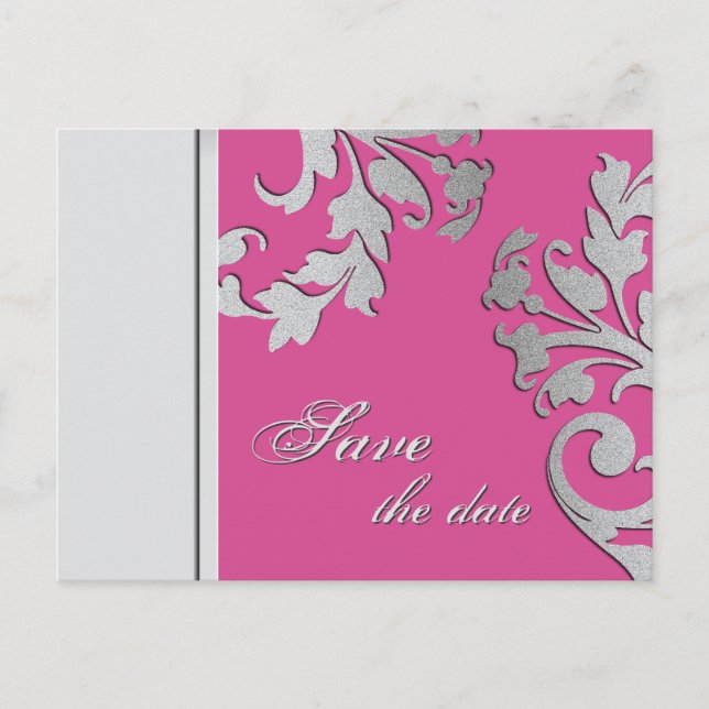 Faire-part Enregistrer la date Mariage carte postale Fuchsia  (Devant)