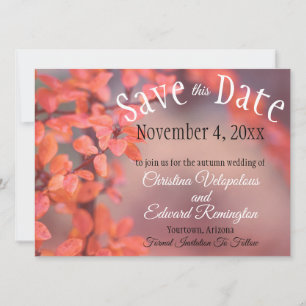 Faire-part Enregistrer La Date Mariage Feuilles Automne De La