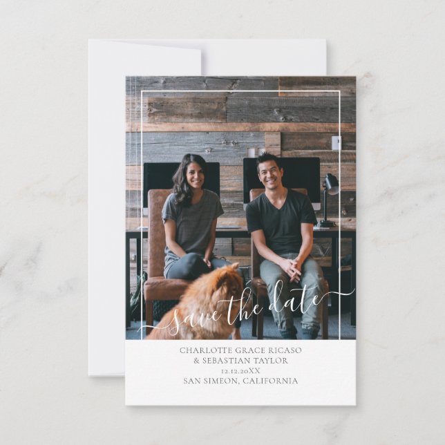 Faire-part Enregistrer La Date Moderne Personnalisée Gris Bla (Devant)