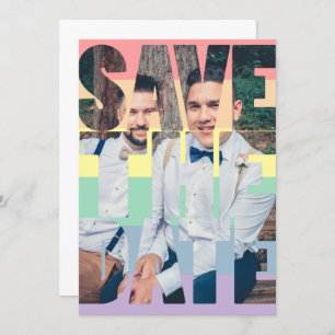 Faire-part Enregistrer La Date Rainbow Gay LGBTQ Photo Person