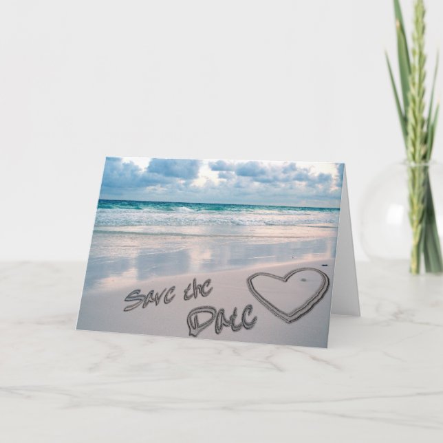 Faire-part Enregistrer l'écriture Date Sand Heart (Devant)