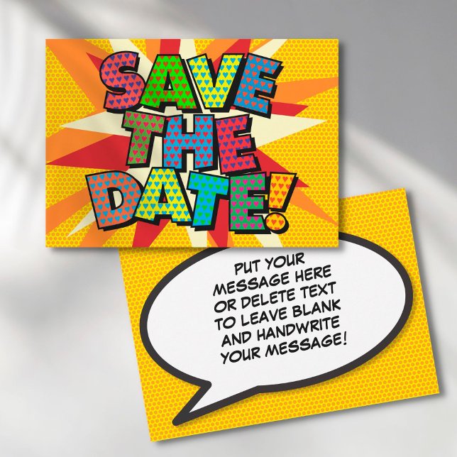 Faire-part ENREGISTREZ LA DATE Votre Message Bulle De Discour (Créateur téléchargé)