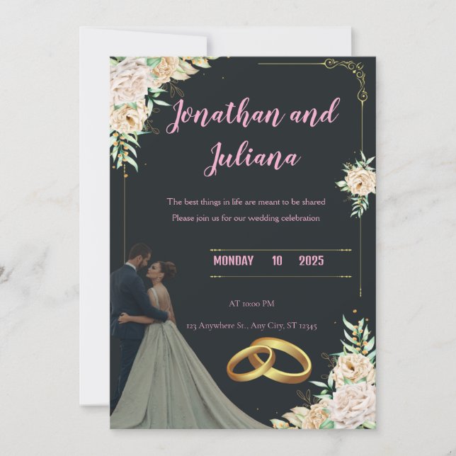 Faire-part Ensemble pour toujours – Le mariage de Sarah et Ah (Devant)