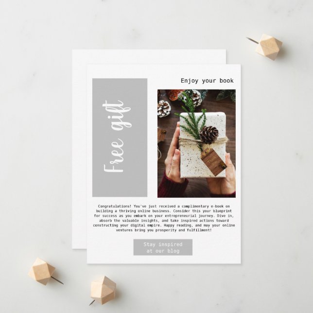 Faire-part Entreprise moderne Gris Cadeau gratuit E-mail prom (Devant/Arrière en situation)