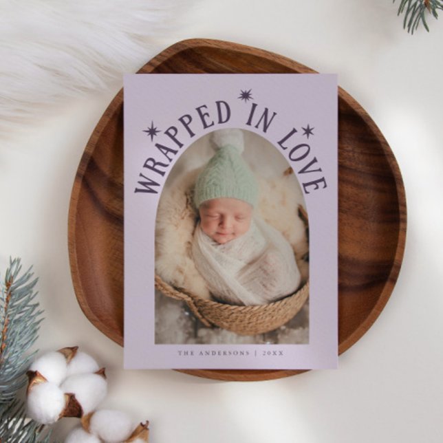 Faire-part Enveloppé Dans L'Amour Violet Photo Naissance (Créateur téléchargé)