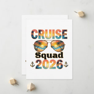 Faire-part Équipe de croisière 2026 - Coucher de soleil rétro