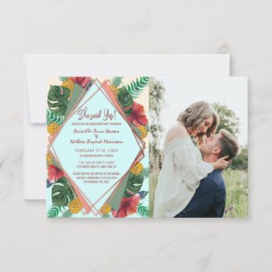 Faire-part Été Aiguille tropicale Feuille Mariage floral