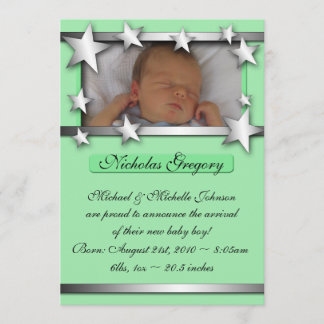 Faire-part Étoiles de doublage d'argent Annonces de naissance