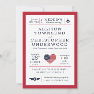 Faire-part Étoiles et rayures Force aérienne militaire patrio