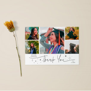 Faire-part Étoiles Scintillantes Blanc Multi Photo Merci