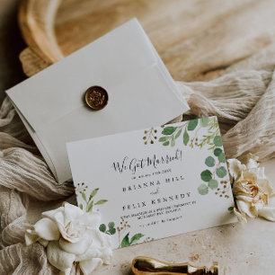 Faire-part Eucalyptus Simple Brown Elopement floral