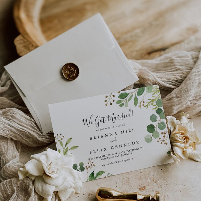 Faire-part Eucalyptus Simple Brown Elopement floral (Créateur téléchargé)
