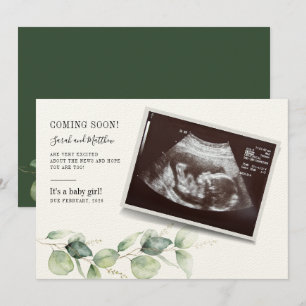 Faire-part Eucalyptus Sonogramme Grossesse révélatrice du béb