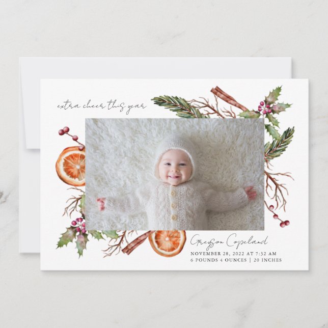 Faire-part Extra Cheer Holiday Baby Photo Birth Announcement (Devant)