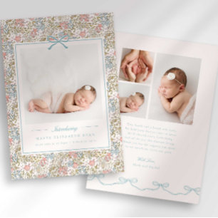 Faire-part Faire Annonce de Naissance avec un Nœud Floral