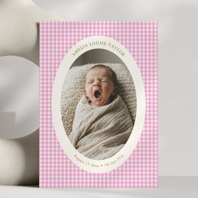 Faire-part Faire annonce de naissance bébé fille ovale en vic (Créateur téléchargé)