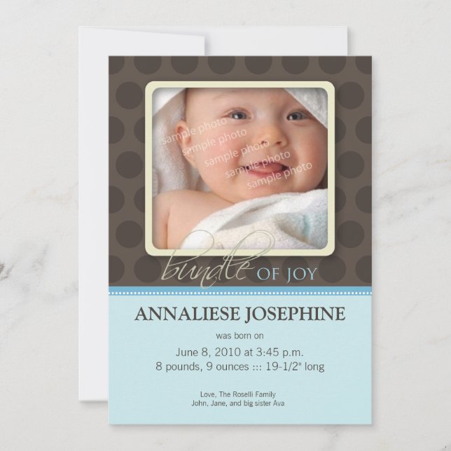 Faire-part Faire annonce de naissance :: bleu (Devant)