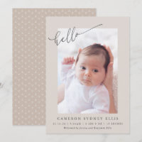 Faire Annonce de Naissance Photo Minimaliste Beige