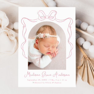 Faire-part Faire Annonce de Naissance Rose Photo