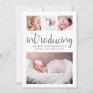 Faire-part Faire Connaître Collage Photo de Naissance Moderne