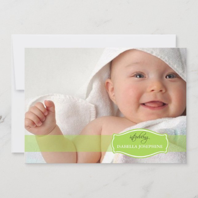 Faire-part Faire Élégant (céleri) Annonce de Naissance de Béb (Devant)