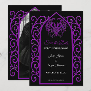 Faire-part Faire part de mariage à bordure violette gothique