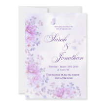 💐Faire-part de mariage floral romantique violet