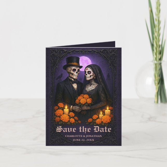 Faire-part Faire part de mariage gothique de couple Skull Can (Devant)