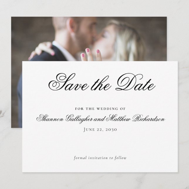 Faire-part Faire part de mariage noir et blanc avec photo (Devant / Derrière)