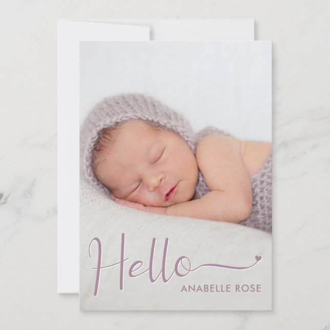 Faire-part Faire part de naissance photo bébé Hello Violet Po (Devant)