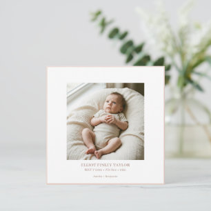Faire-part Faire part de naissance photo carré Dusty Blush