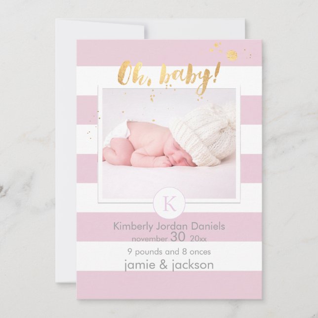Faire-part Faire part de naissance PixDezines/rayures DIYcolo (Devant)