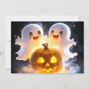 Faire-part Famille de fantômes mignons Halloween Citrouille N