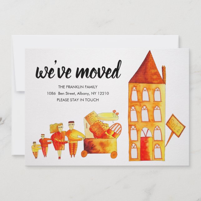 Faire-part Famille mignonne Déménager à la maison Nous avons  (Devant)