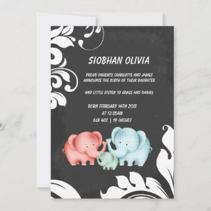 Faire-part Family Of Elephant Papa et bébé