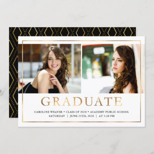 Faire-part Faux Gold Foil Look Photo Graduation Open House