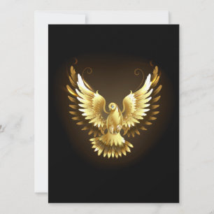 Faire-part Faux Gold Foil Peace Dove en noir